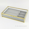 Organisateur en verre Clear Velvet Jewelry Stockage